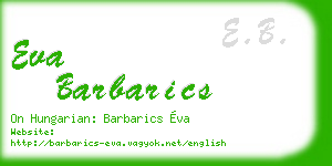 eva barbarics business card